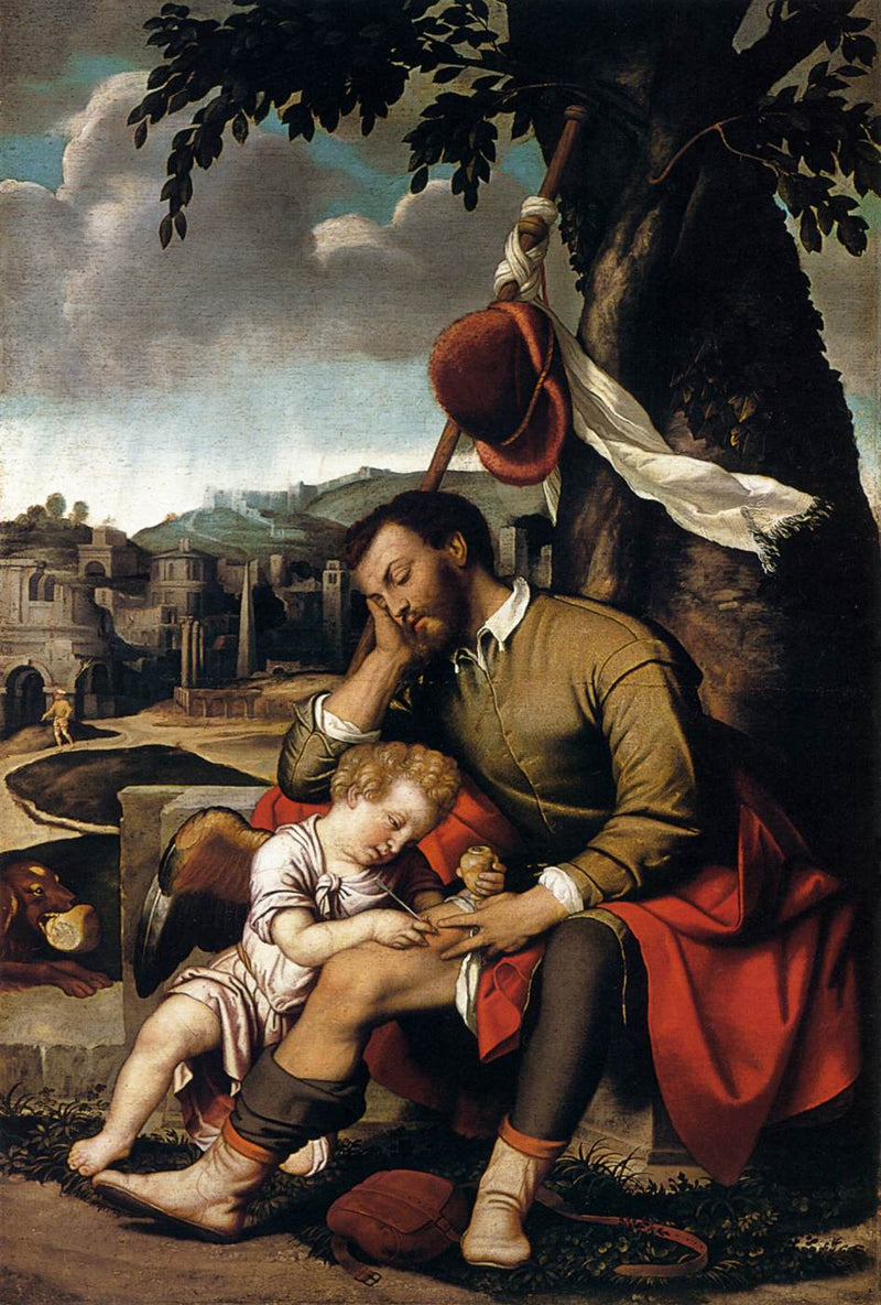 Saint Roch botad av ängeln - Alessandro Bonvicino