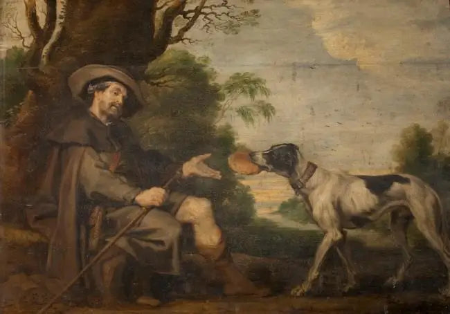 Sankt Roch matad av en hund (Sankt Roch altartavla) - Peter Paul Rubens