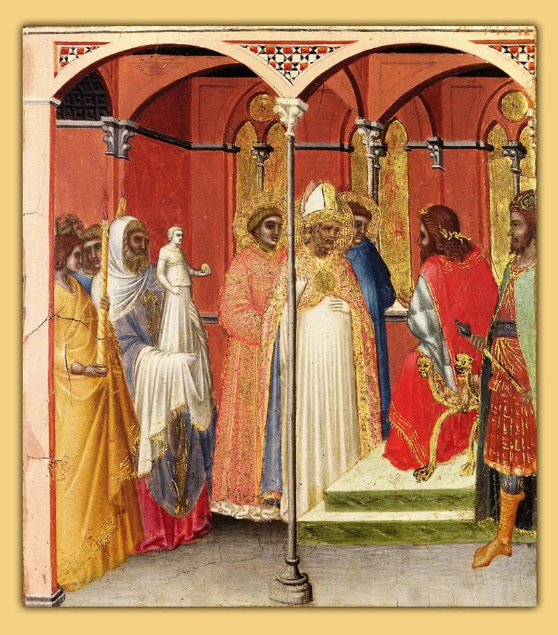 Saint Sabin framför Toscans guvernör (?) - Pietro Lorenzetti