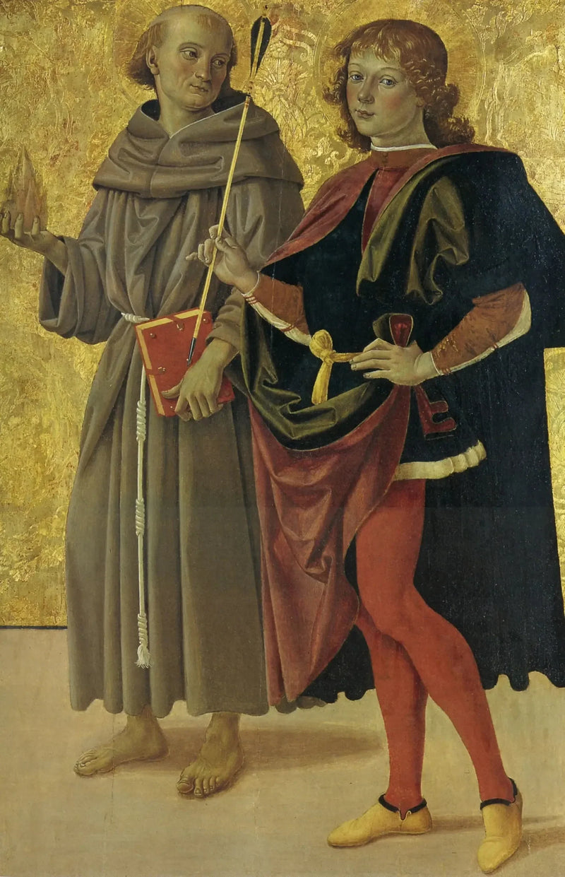 Saint Sébastien och en franciskansk helgon - Pietro Perugino