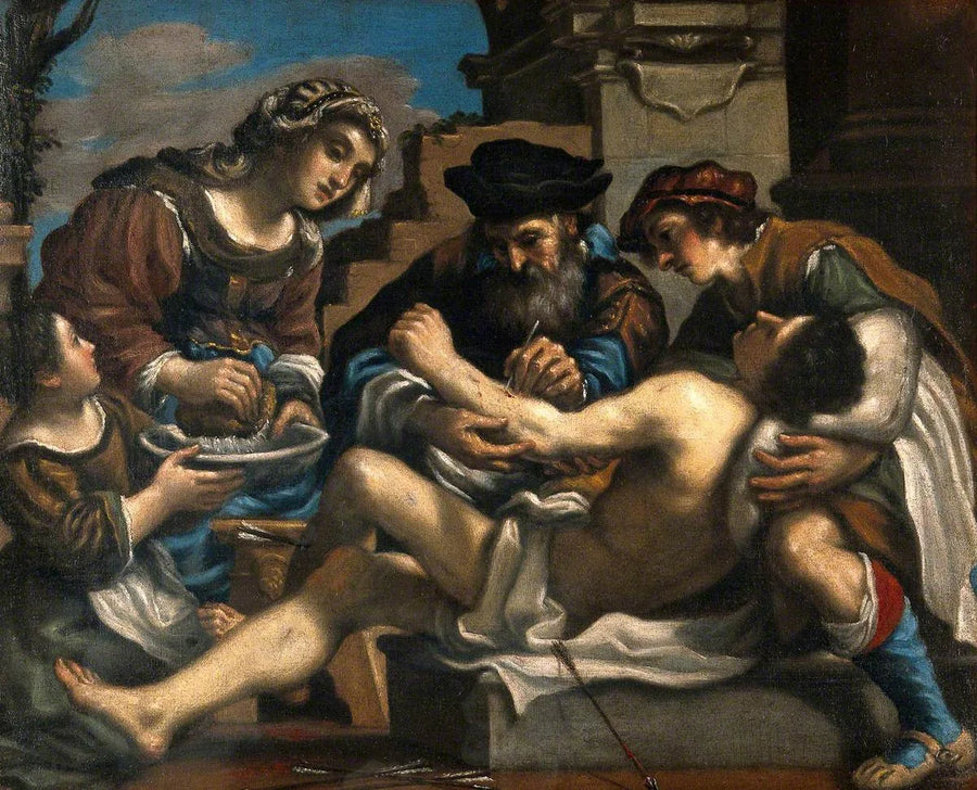 Saint Sébastien räddad av en kirurg och andra - Guercino