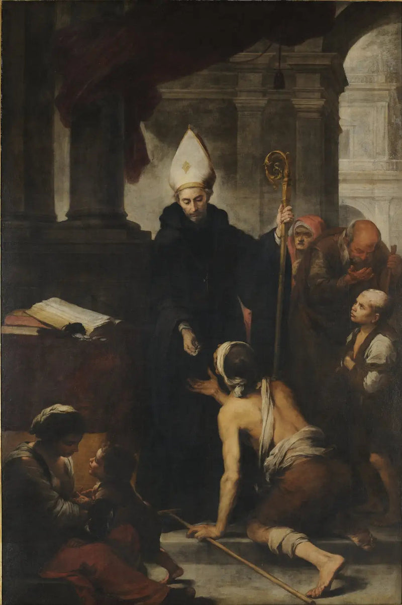 Saint Thomas de Villanueva som skänker allmosa till de fattiga - Bartolomé Esteban Murillo