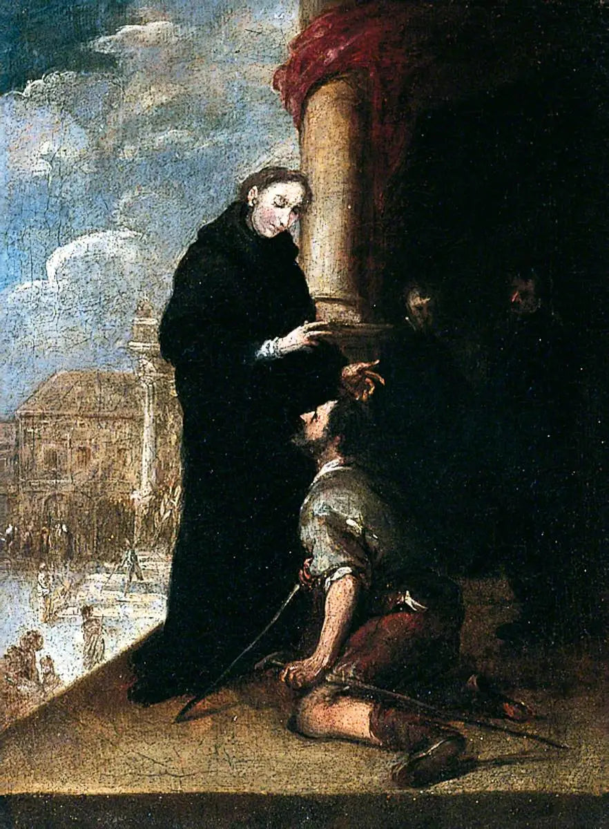 Saint Thomas de Villanueva som botar en halt - Bartolomé Esteban Murillo