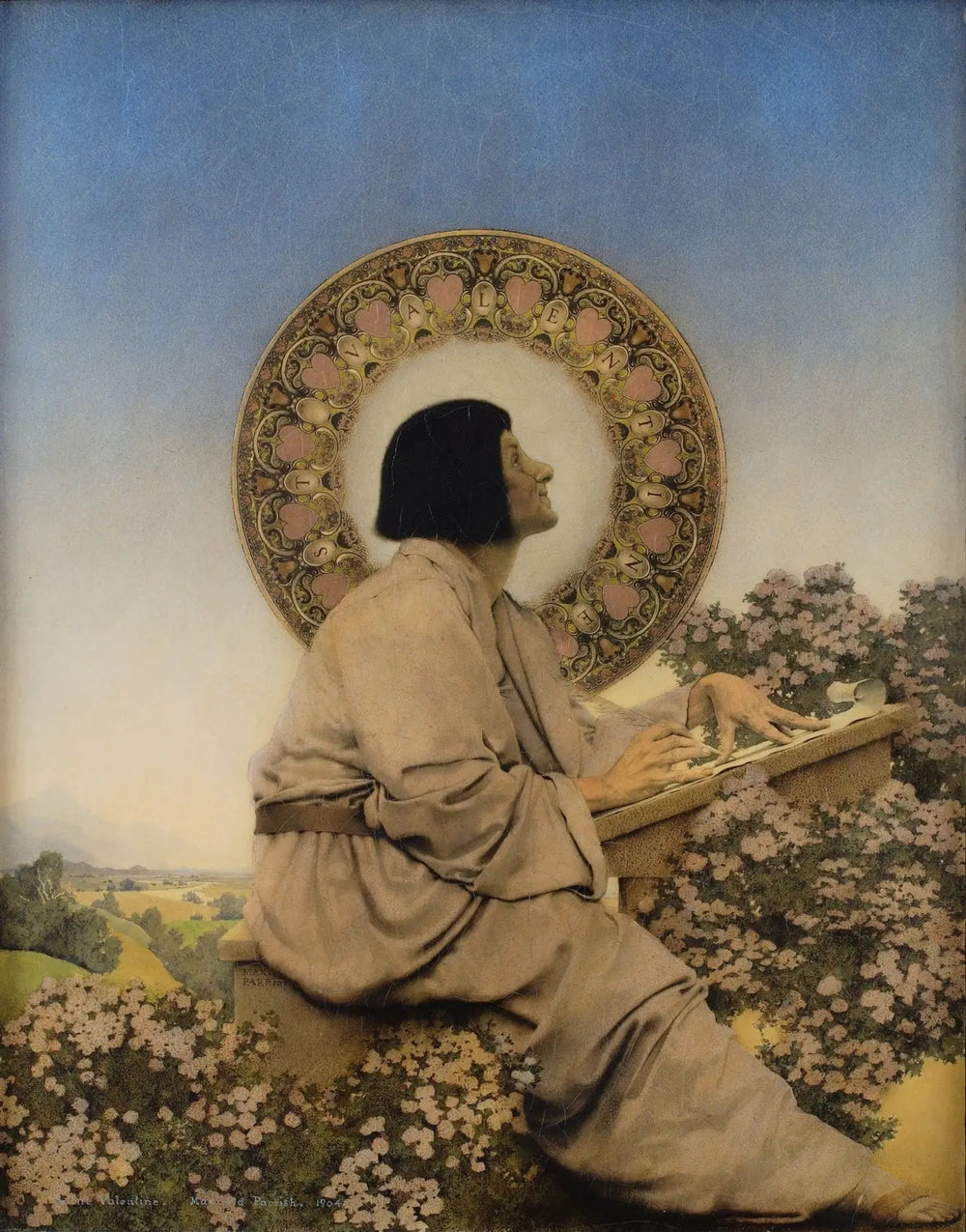 Saint Valentin - Maxfield Parrish image 1 copie peinte à la main à l’huile