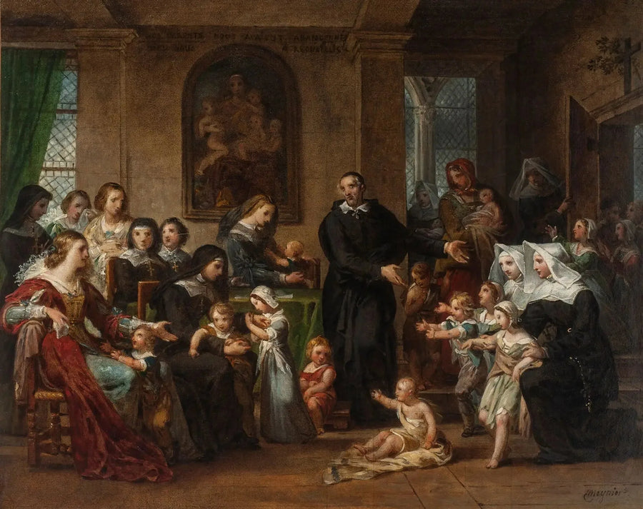 Saint Vincent de Paul predikar välgörenhet för kvinnorna vid Louis XIII:s hov - Charles Meynier