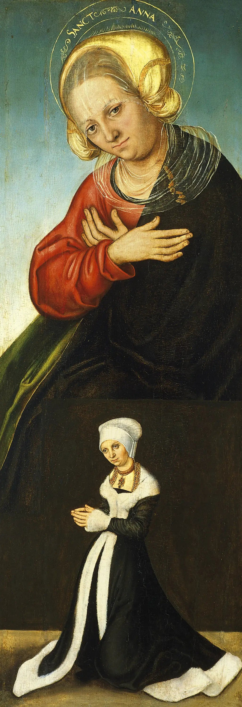 Sainte Anne med hertiginna Barbara av Sachsen som donator (inre högra flygeln) - Lucas Cranach den äldre
