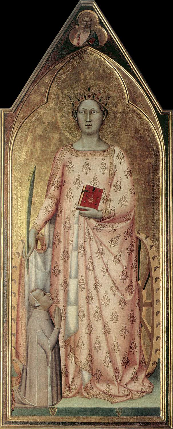 Sainte Catherine d'Alexandrie med donator och välsignelsen av Kristus - Bernardo Daddi