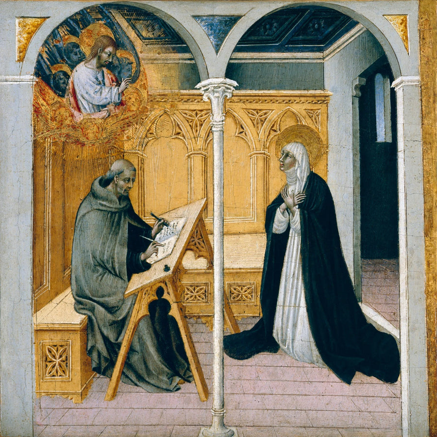 Sainte Catherine de Sienne som dikterar sina dialoger - Giovanni di Paolo