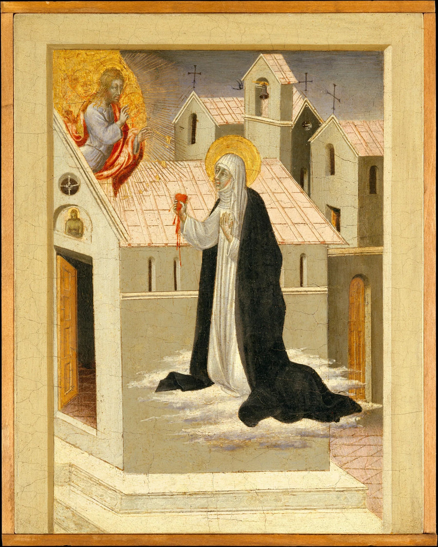 Sainte Catherine de Sienne byter sitt hjärta med Jesus Kristus - Giovanni di Paolo