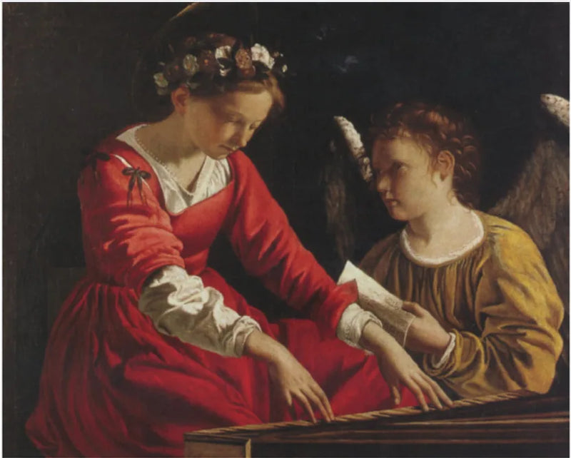 Sainte Cécile med en ängel som spelar på filéren - Orazio Gentileschi