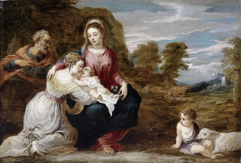 Heliga familjen med heliga Elisabeth och heliga Johannes barn - David Teniers den yngre
