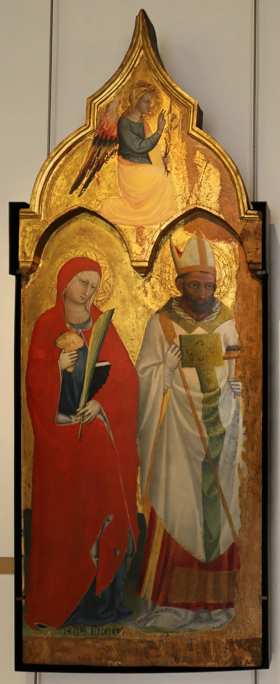 Sainte Lucie och saint Blaise / ovanför, Ange de l'Annonciation - Bicci di Lorenzo