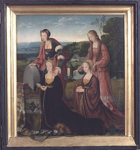 Saintes Catherine och Gudula med Catharina Hackeney (född Hardenrath) och Sibilla Hackeney (född van van Merle) - Joos van Cleve