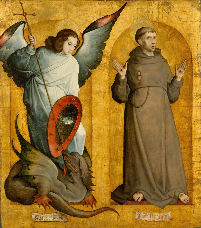 Sankt Mikael och Franciskus av Assisi - Juan de Flandes
