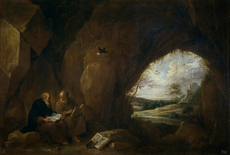 Sankt Paulus och Abbe Antoine i en grotta - David Teniers den yngre