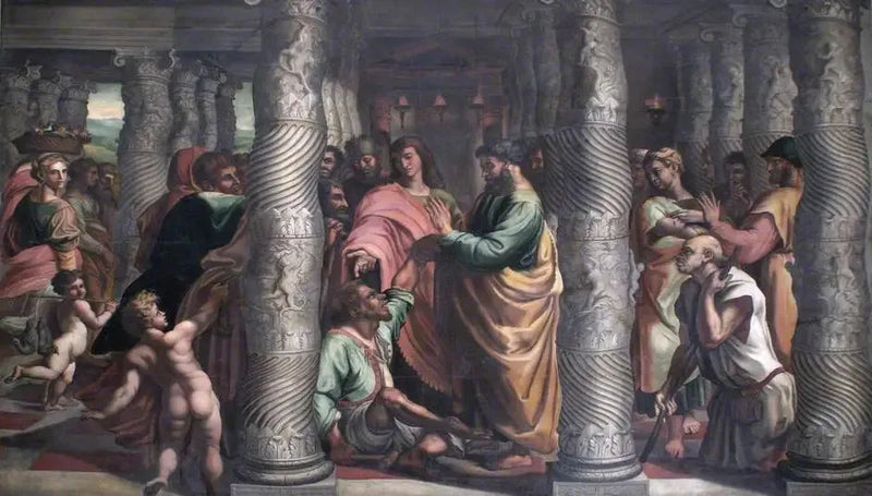 Helgon Pierre och Jean vid den vackra porten - Raphael Sanzio