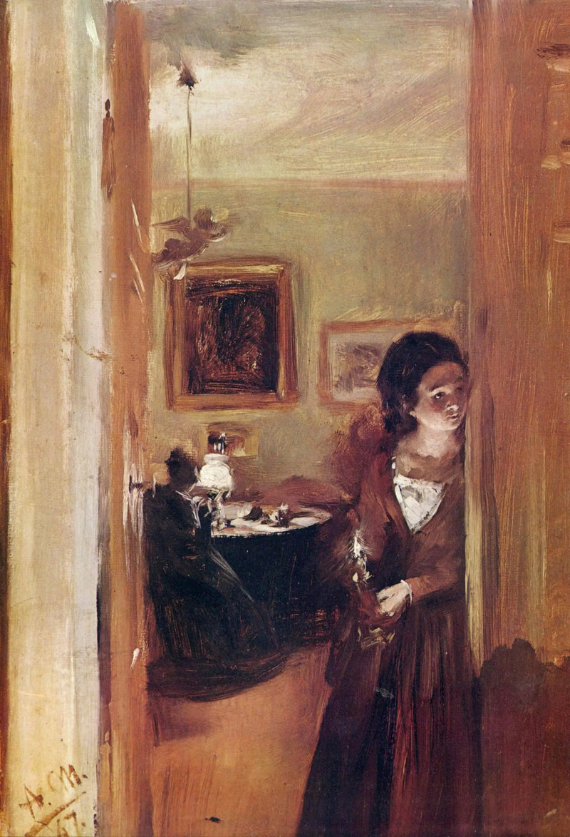 Salong med konstnärens syster - Adolph von Menzel