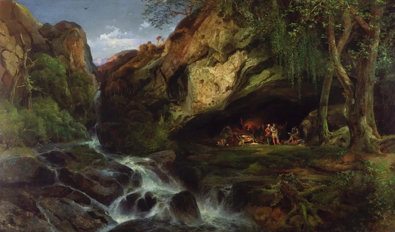 Salvator Rosa tecknar banditerna - Thomas Moran
