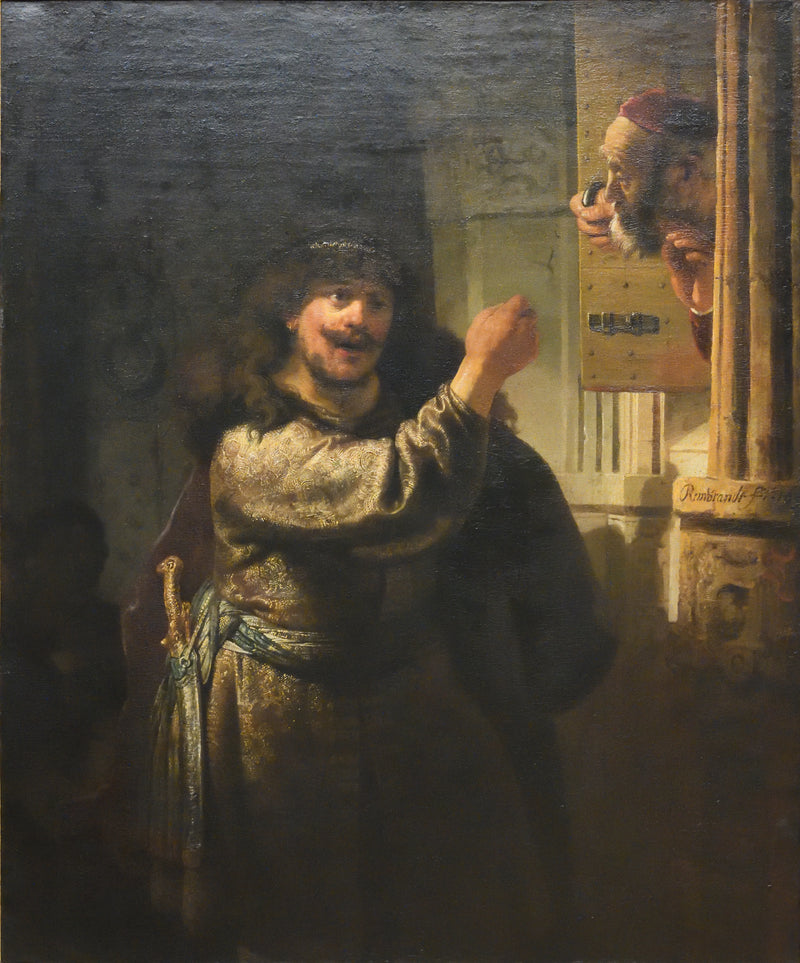 Samson hotar sin svärfar - Rembrandt
