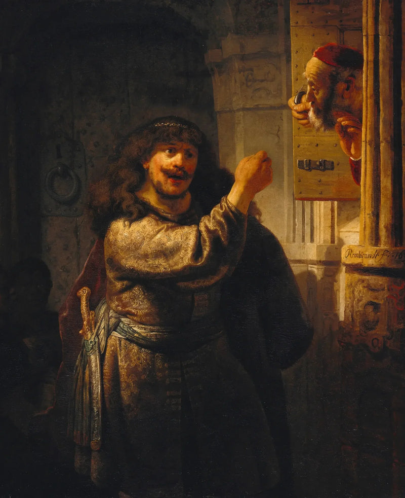 Samson hotar sin svärfar - Rembrandt