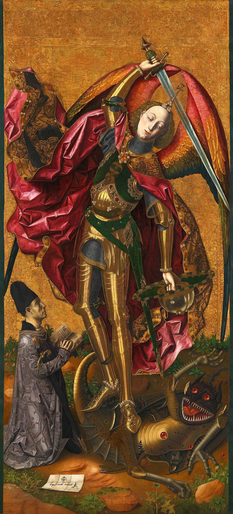San Michele triumferar över djävulen - Bartolomé Bermejo