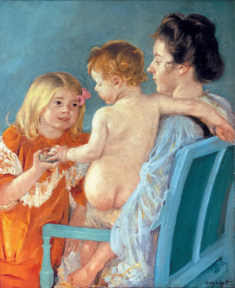 Sara ger en leksak till babyn - Mary Cassatt