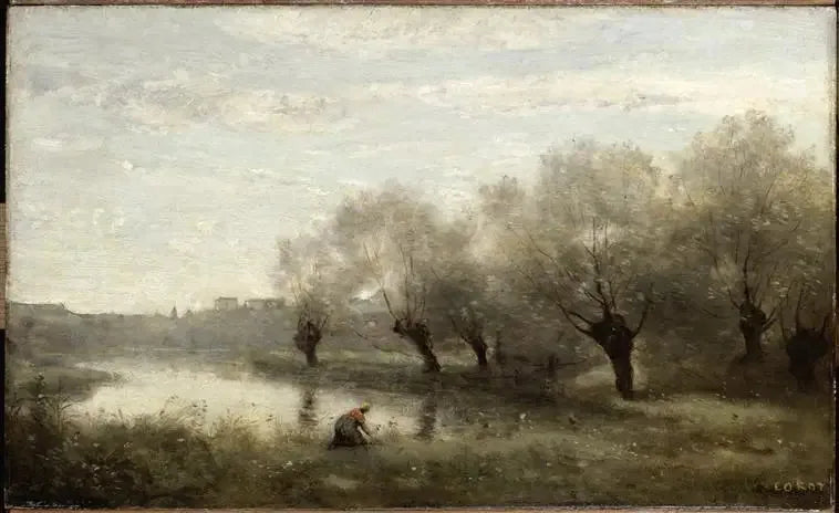 Saulaie på spetsen av en träsk - Jean-Baptiste Camille Corot