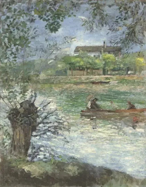 Salixar och personer i en båt - Pierre-Auguste Renoir