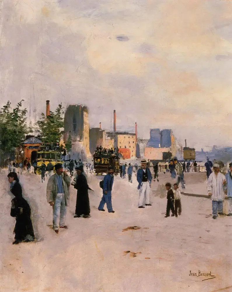 Scen med fabriksskorstenar - Jean Béraud