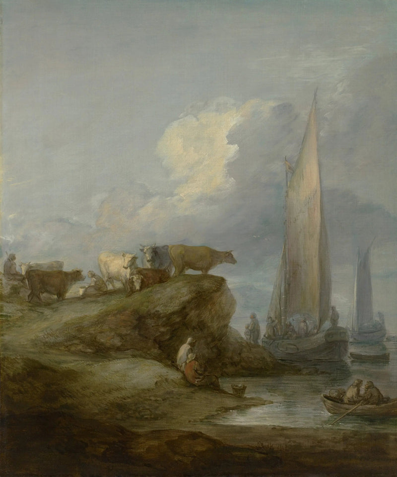 Kustscen med fartyg och boskap - Thomas Gainsborough