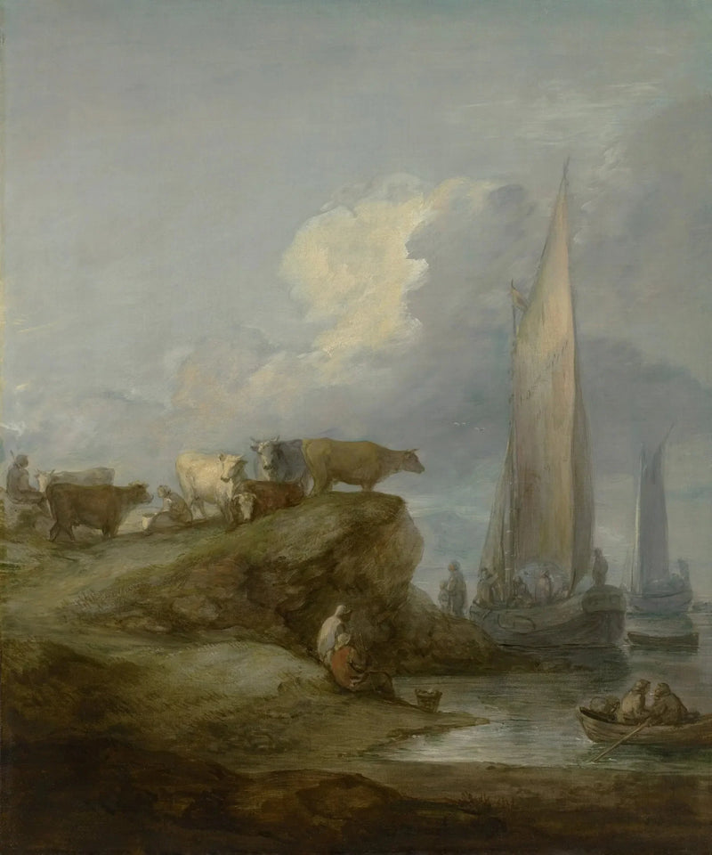 Kustscen med fartyg och boskap - Thomas Gainsborough