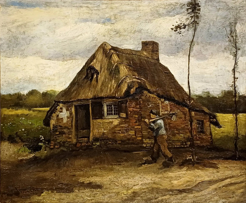 Scen från en stuga med en bonde som kommer hem - Vincent van Gogh