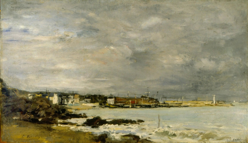 Scen av en strand och rev - Eugène Boudin