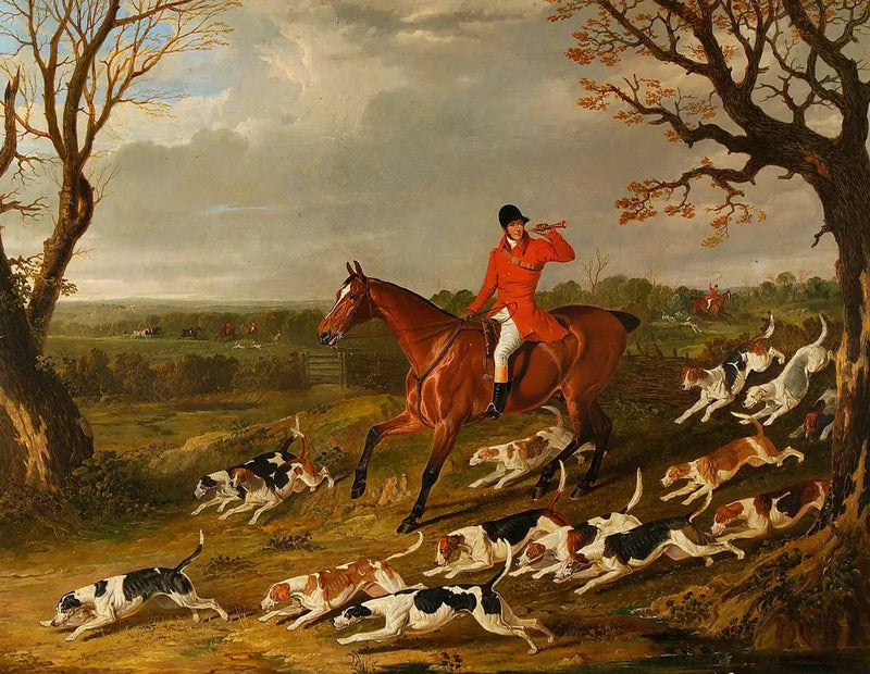 Jaktscen med foxhounds - John Frederick Herring, Sr.