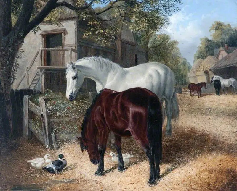 Gårdsscen med hästar - John Frederick Herring, Sr.