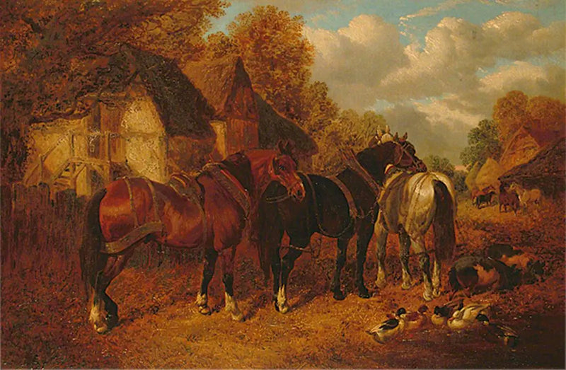 Gårdsbild med draghästar - John Frederick Herring, Sr.