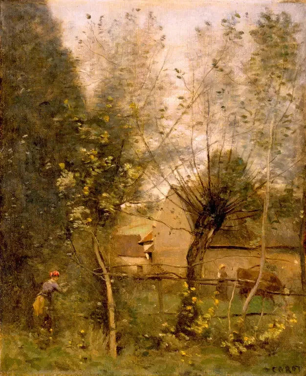 Gårdsscen - Jean-Baptiste Camille Corot