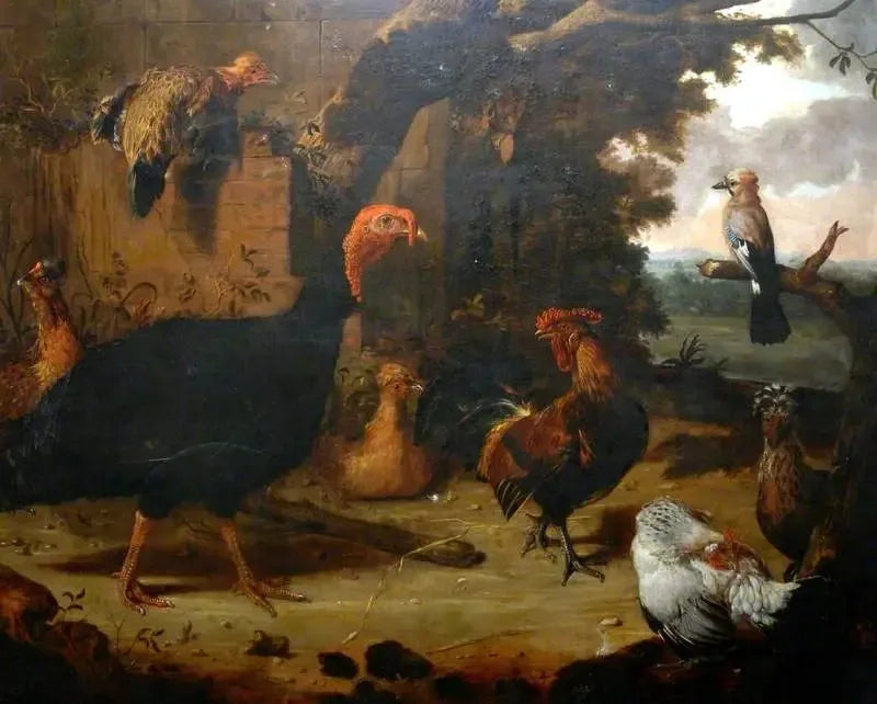 Gårdsscen, den svarta kalkonen - Melchior de Hondecoeter