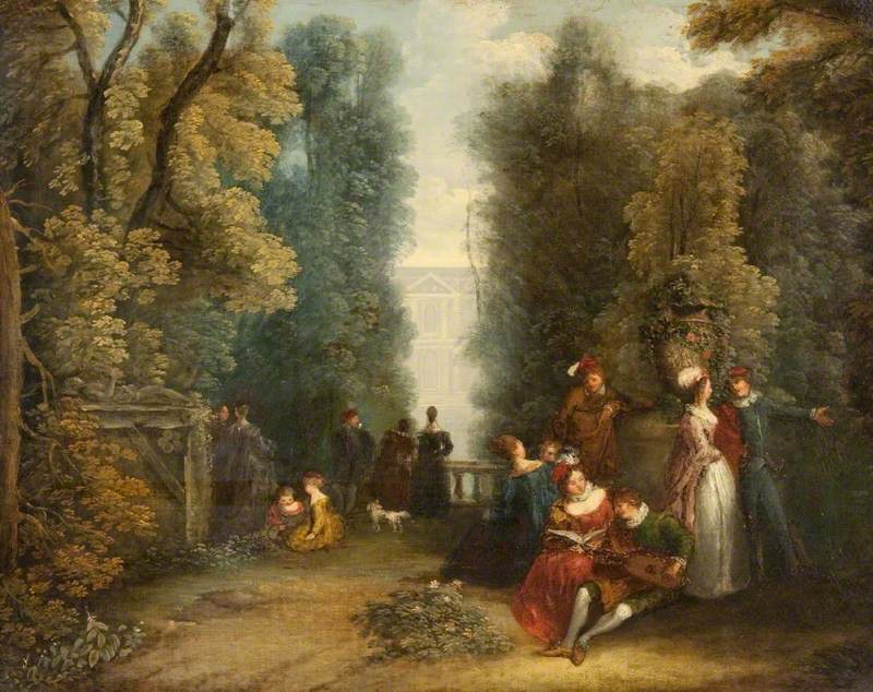 Trädgårdsscen - Antoine Watteau