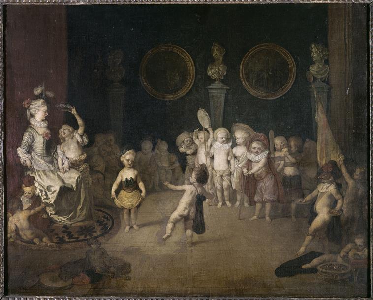 Scen från den italienska komedin spelad av en barntrupp - Antoine Watteau