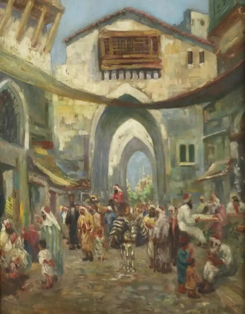 Gatumiljö på den orientaliska marknaden - Frederick Arthur Bridgman