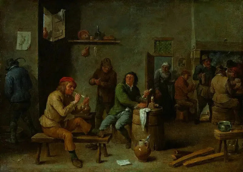 Taverna scen (Rökare i ett värdshus). - David Teniers den yngre
