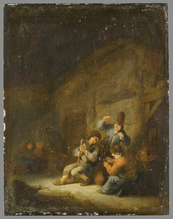 Scène d'intérieur avec joueur de cornemuse - Adriaen van Ostade