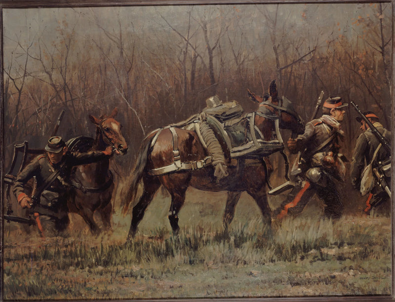 Militärscen: mobiler som leder ambulansåsnor (fragment av Champigny-panorama) - Édouard Detaille