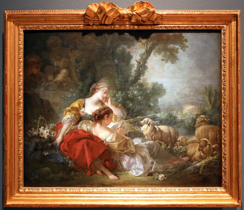 Pastoralt scen med två herdar - François Boucher
