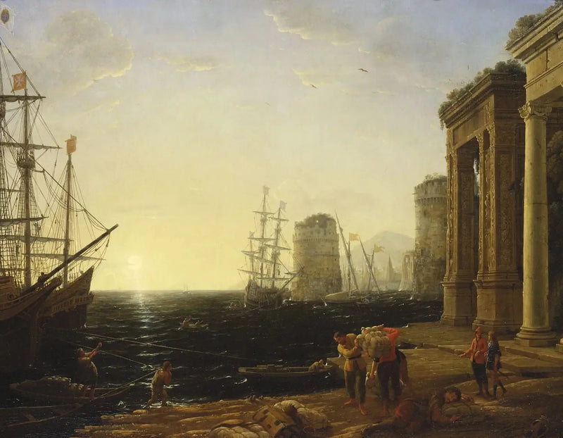 Hamnhändelse vid solnedgången - Claude Lorrain