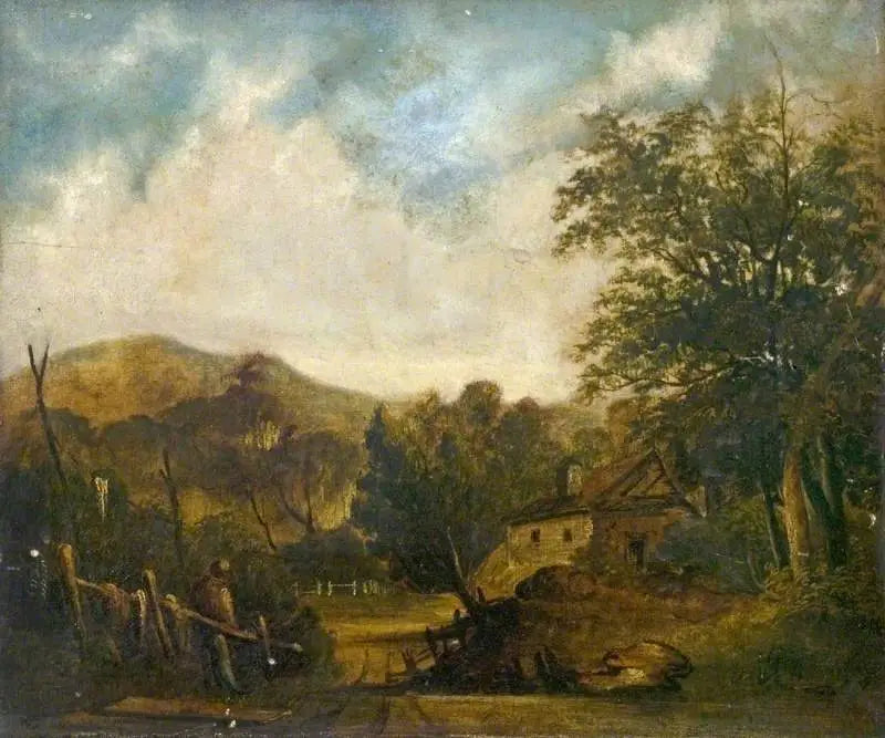 Lantlig scen med en stuga - John Constable
