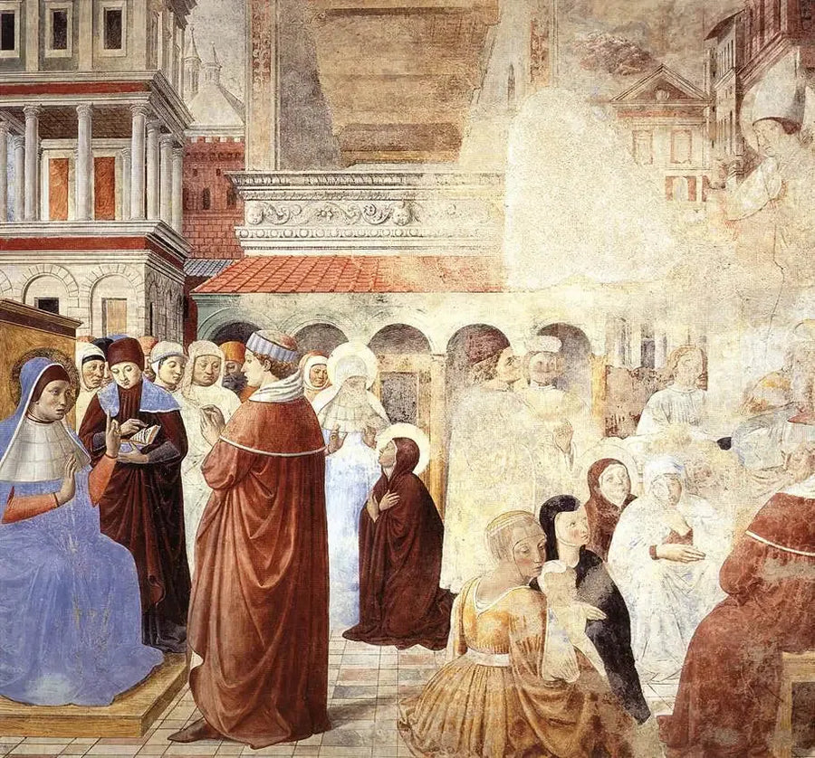 Scener med helige Ambrosius (scen 9, norra väggen) - Benozzo Gozzoli