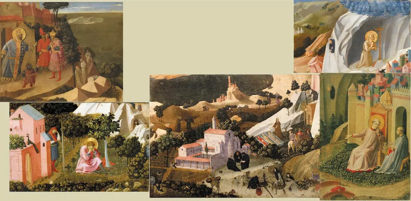 Scener från Thebaiden. Utdrag ur en skärmad panel delad i 6 delar - Fra Angelico