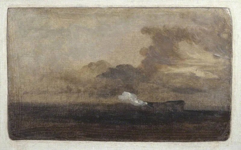 Havslandskap med brinnande hulk - J. M. W. Turner